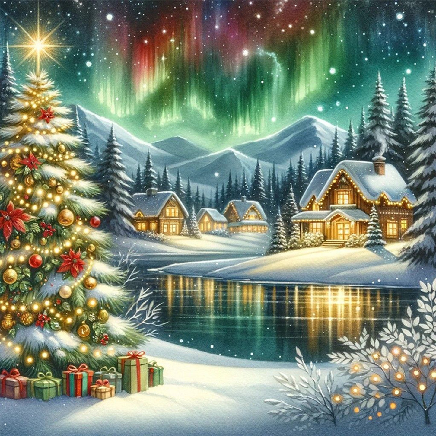 Winter Cabin - Full 14CT Counted Cross Stitch 40x40CM - Yishu