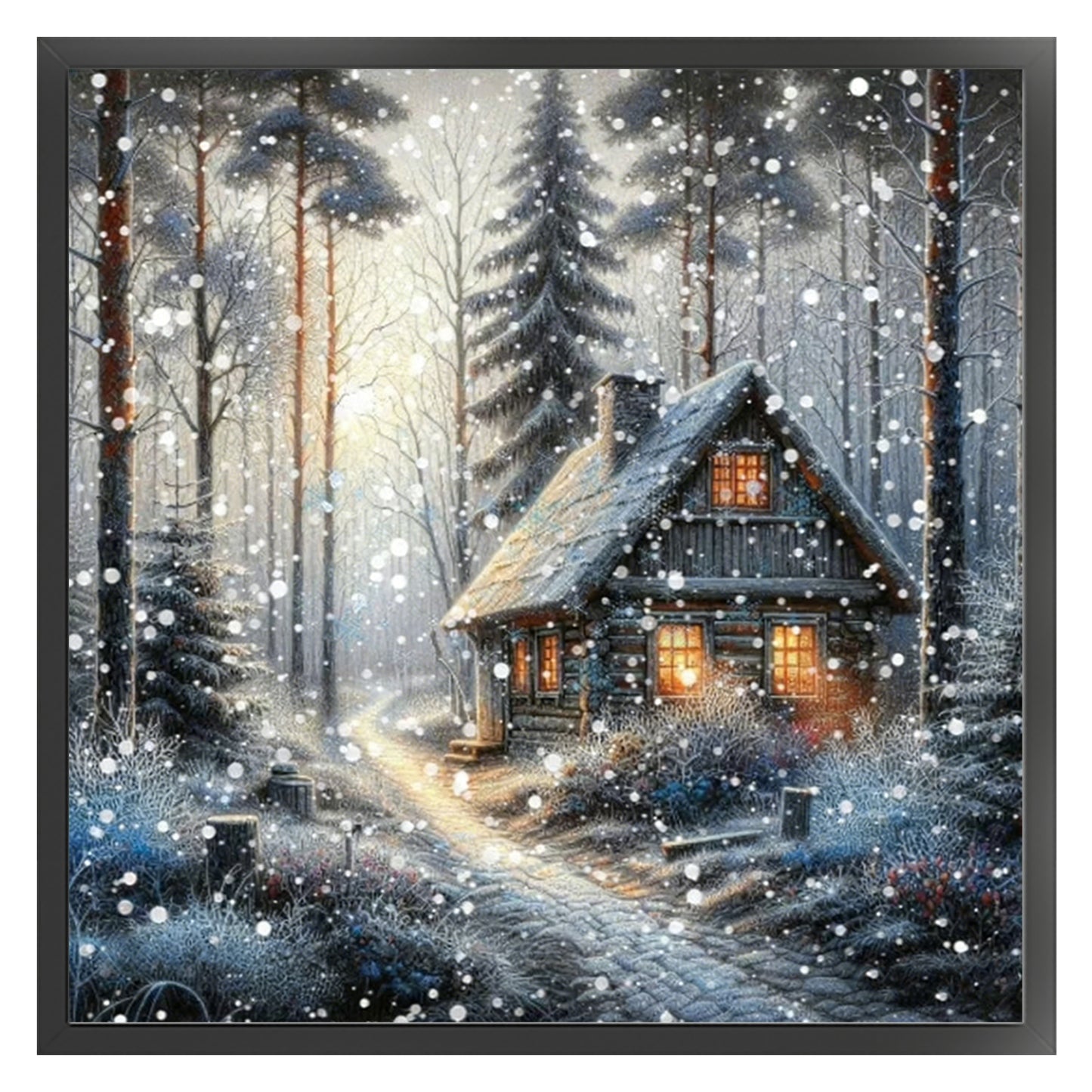 Winter Cabin - Full 14CT Counted Cross Stitch 40x40CM - Yishu