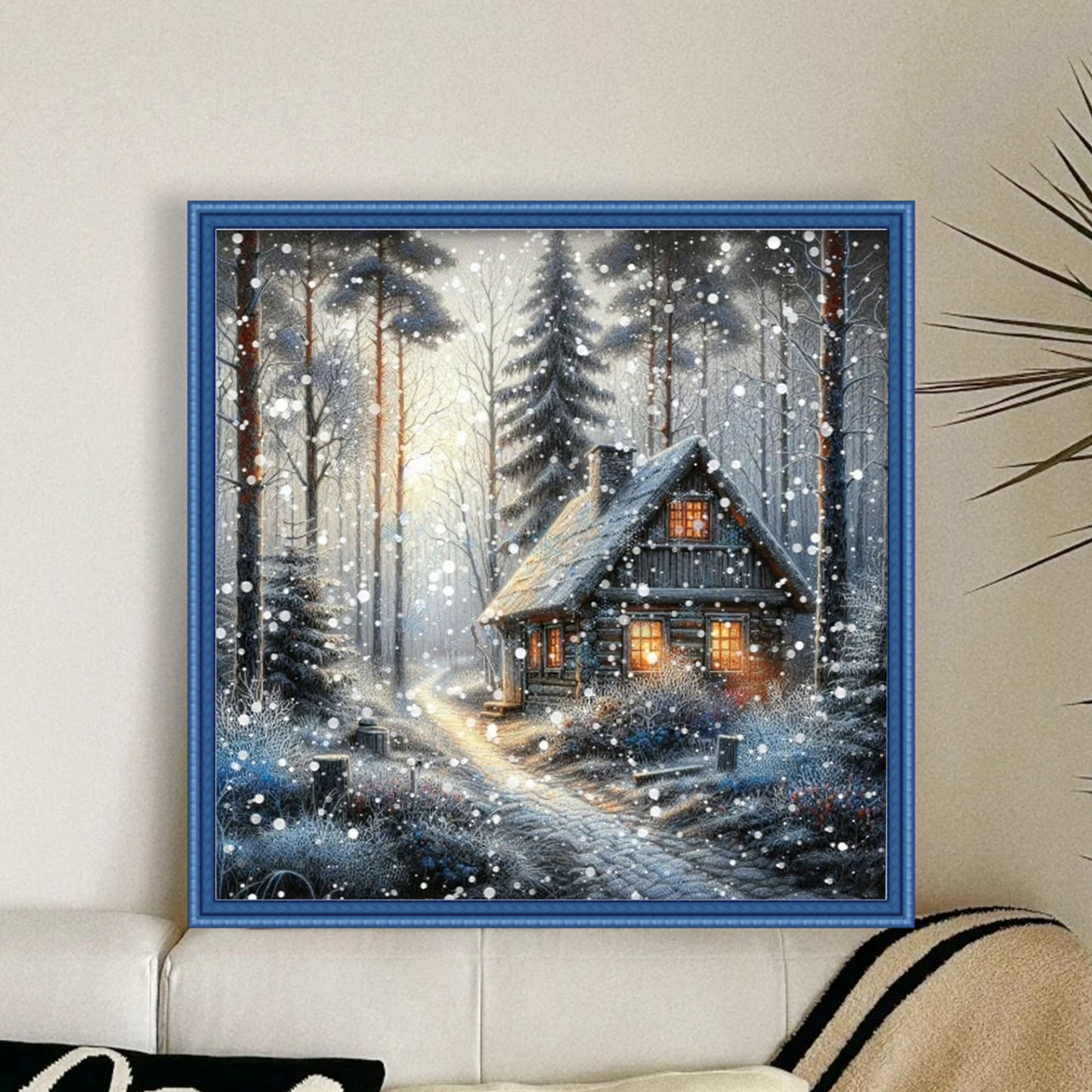 Winter Cabin - Full 14CT Counted Cross Stitch 40x40CM - Yishu
