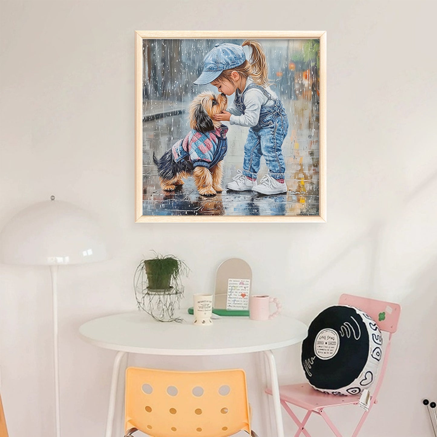 Girl And Dog - Full 11CT Stamped Cross Stitch 40x40CM - Yishu