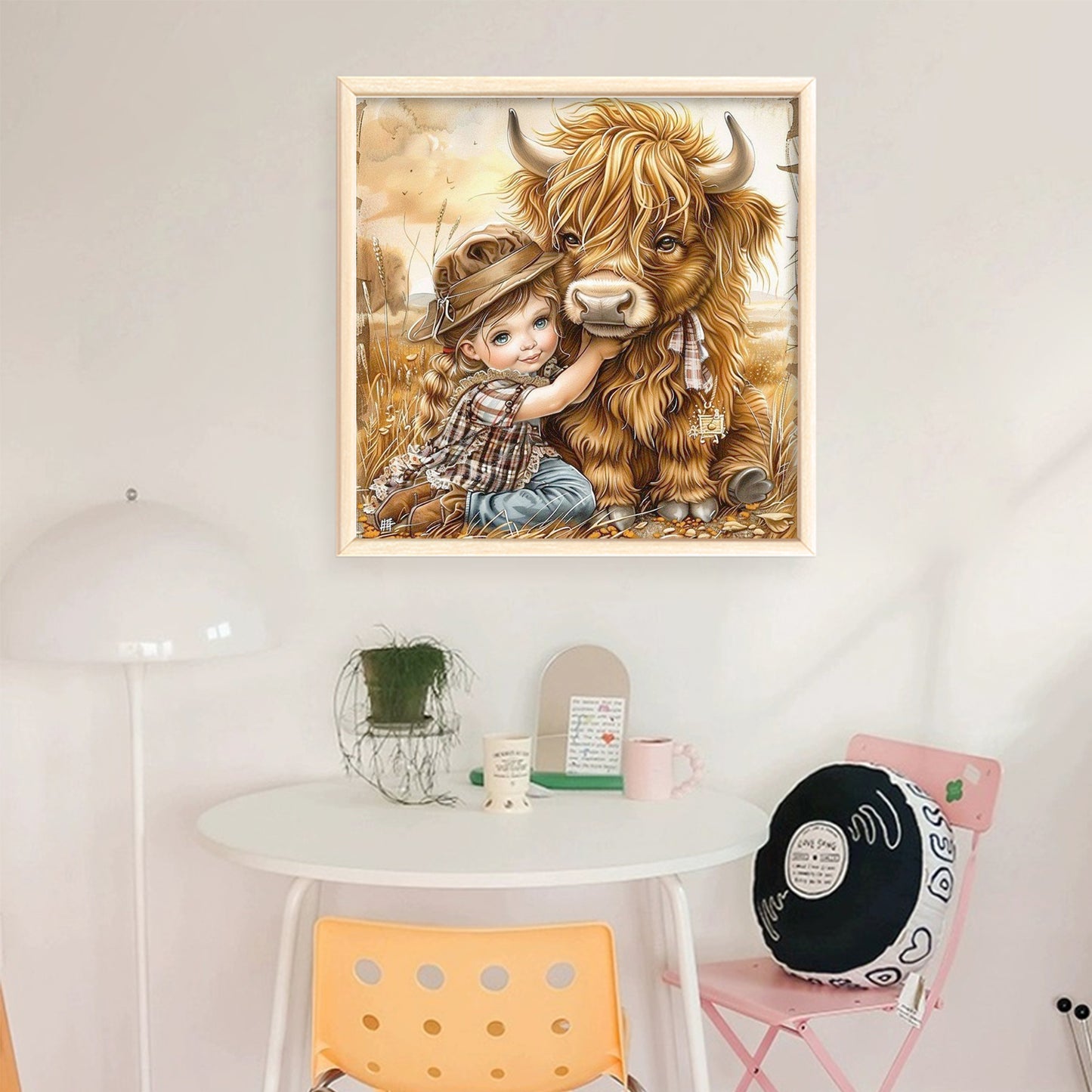Girl And Cow - Full 11CT Stamped Cross Stitch 40x40CM - Yishu