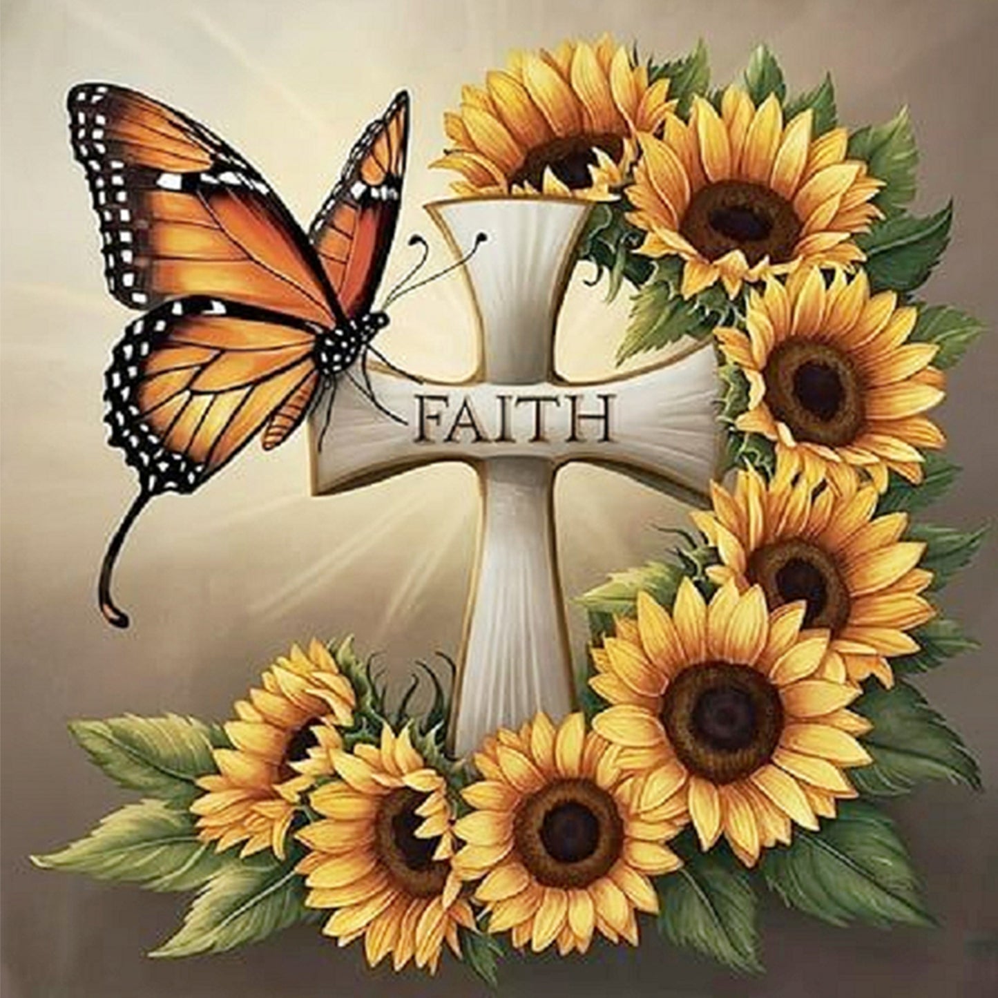 Sunflower - Full 11CT Stamped Cross Stitch 40x40CM - Yishu