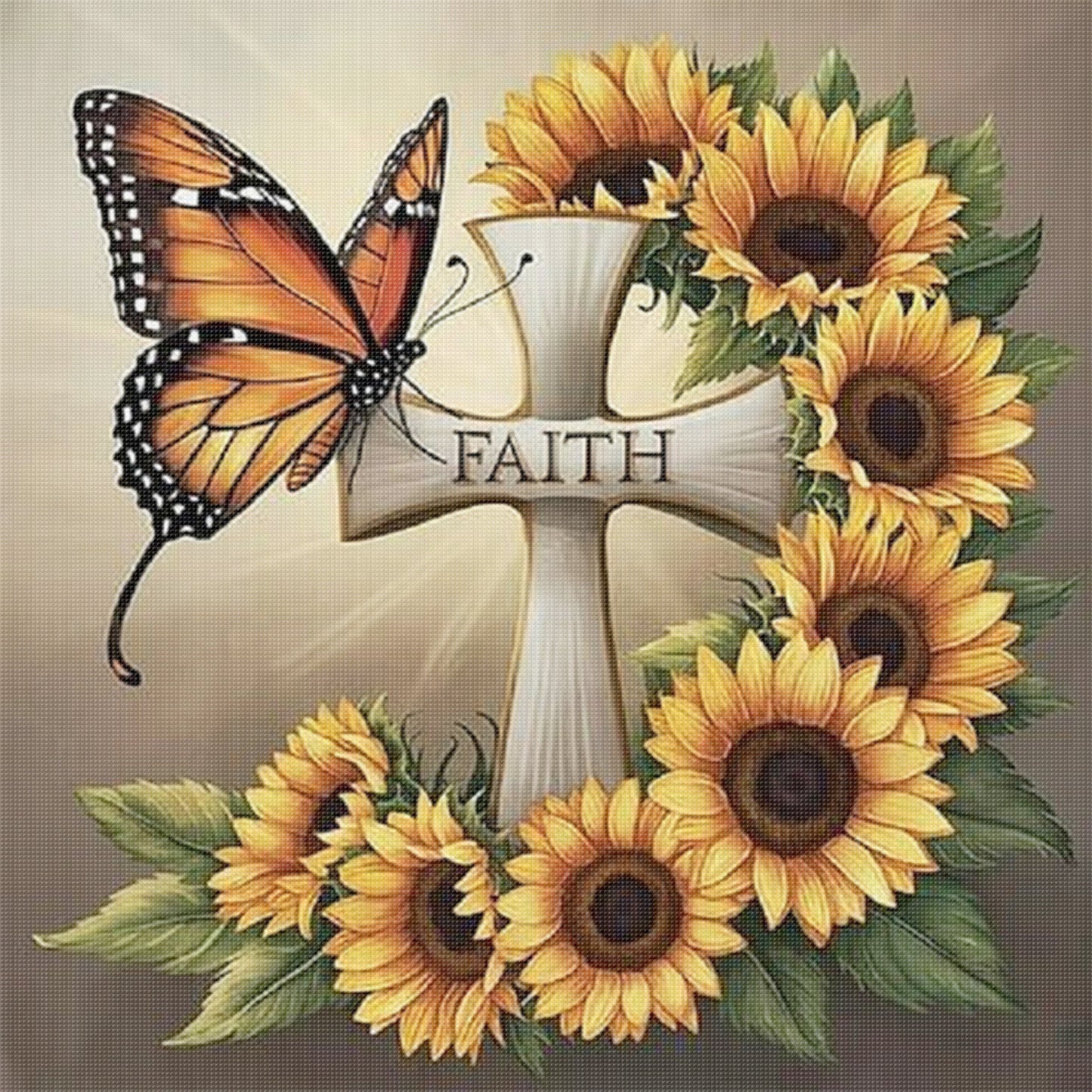 Sunflower - Full 11CT Stamped Cross Stitch 40x40CM - Yishu