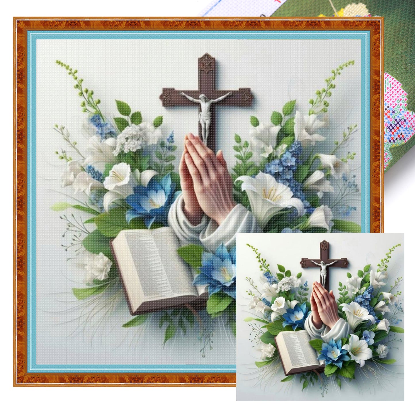 Pray - Full 11CT Stamped Cross Stitch 40x40CM - Yishu