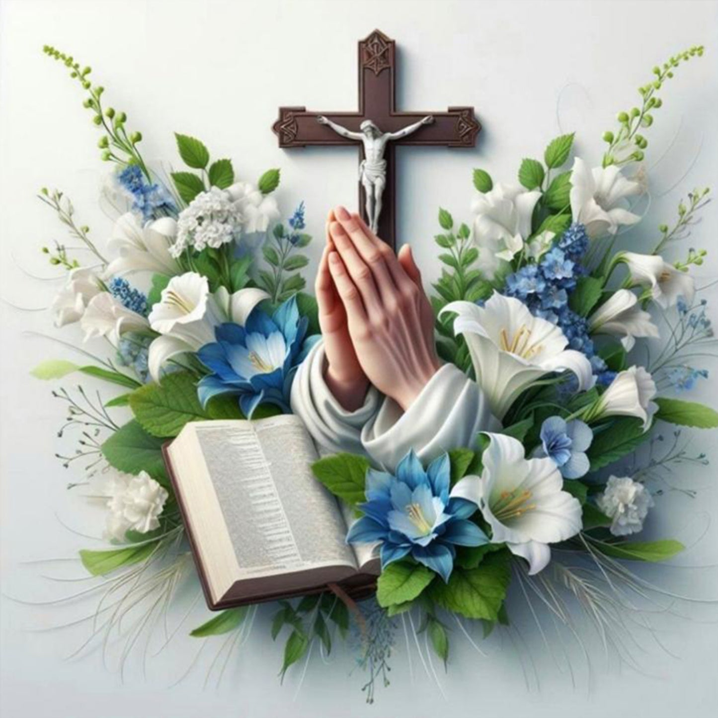 Pray - Full 11CT Stamped Cross Stitch 40x40CM - Yishu