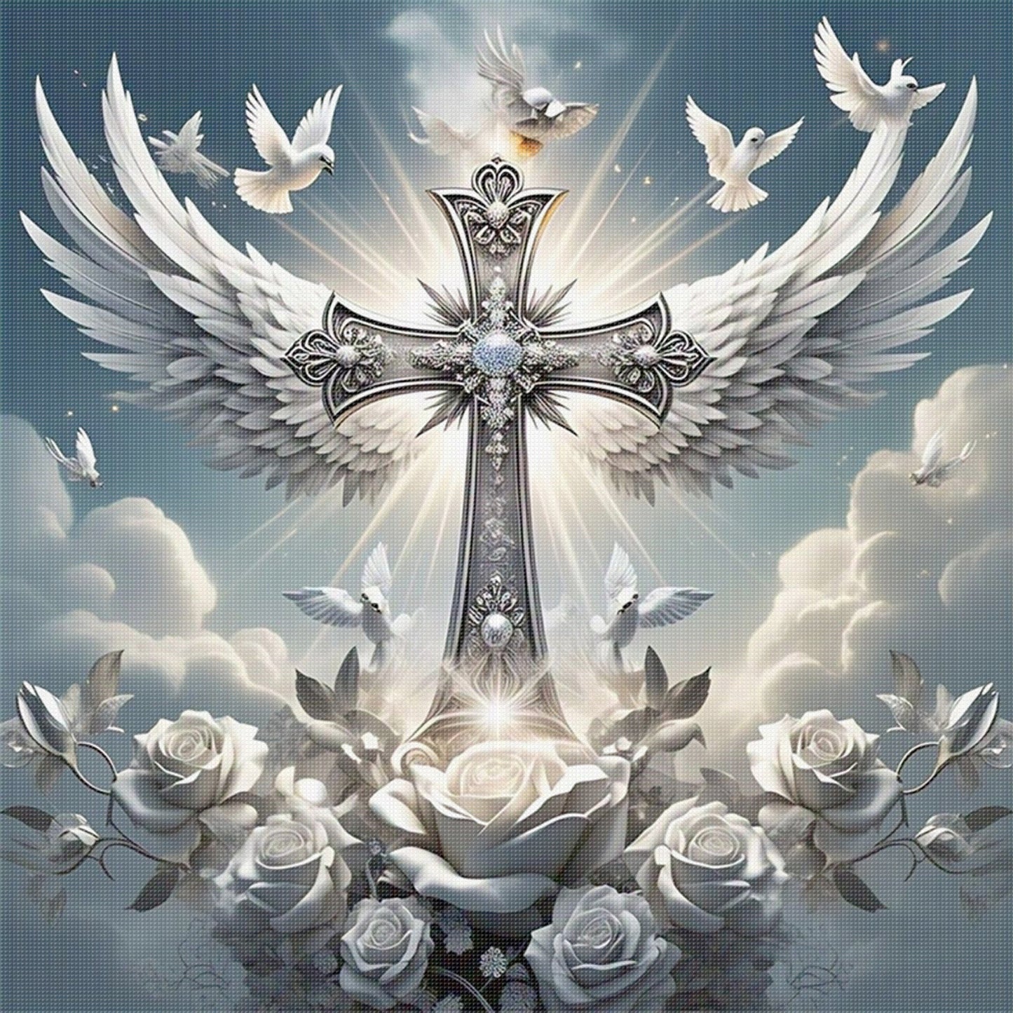 Cross - Full 11CT Stamped Cross Stitch 40x40CM - Yishu