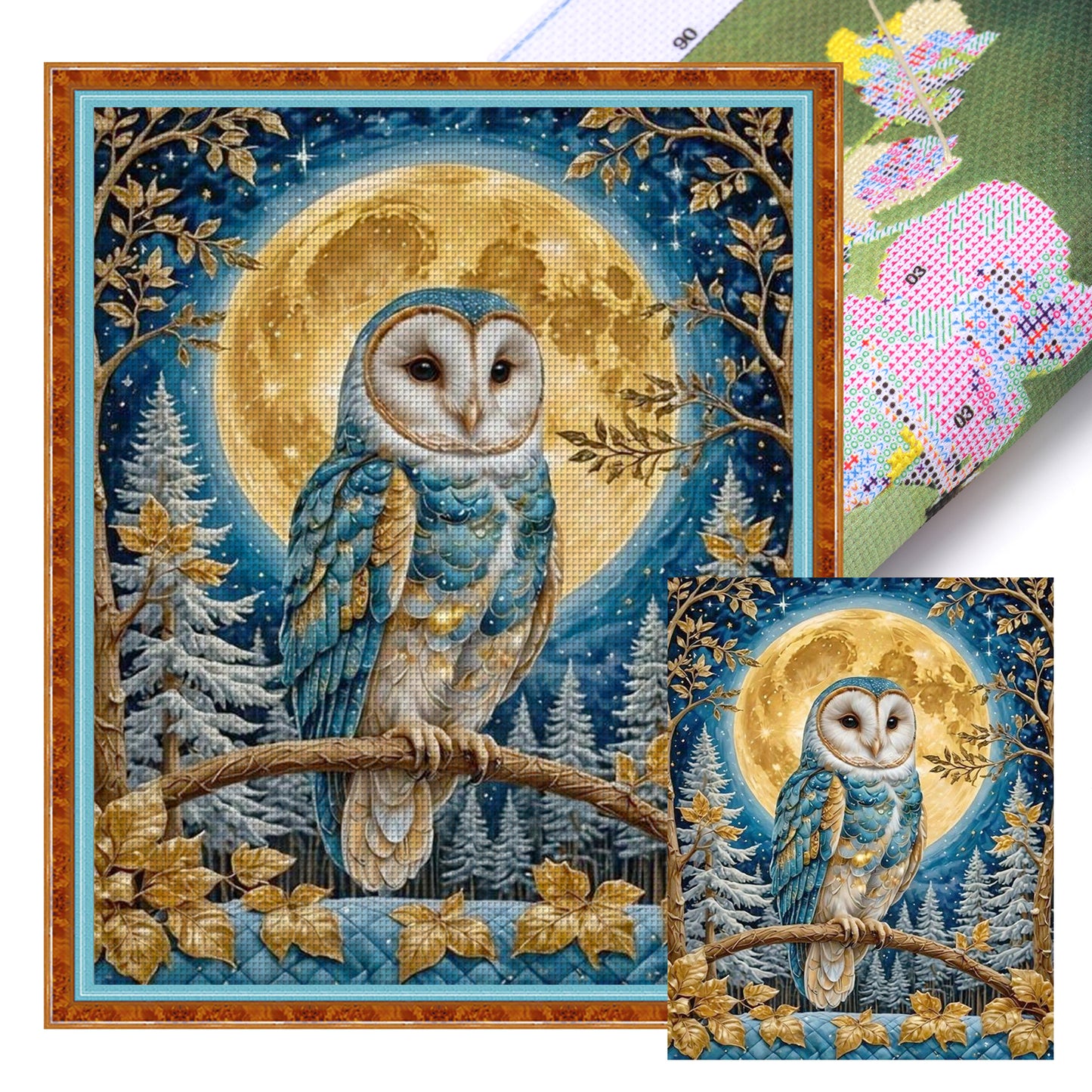 Owl - Full 11CT Stamped Cross Stitch 40x50CM - Yishu