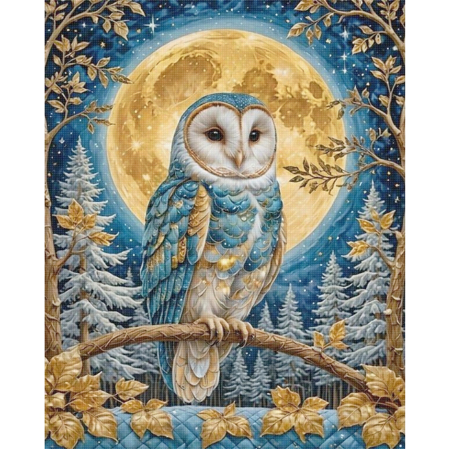 Owl - Full 11CT Stamped Cross Stitch 40x50CM - Yishu