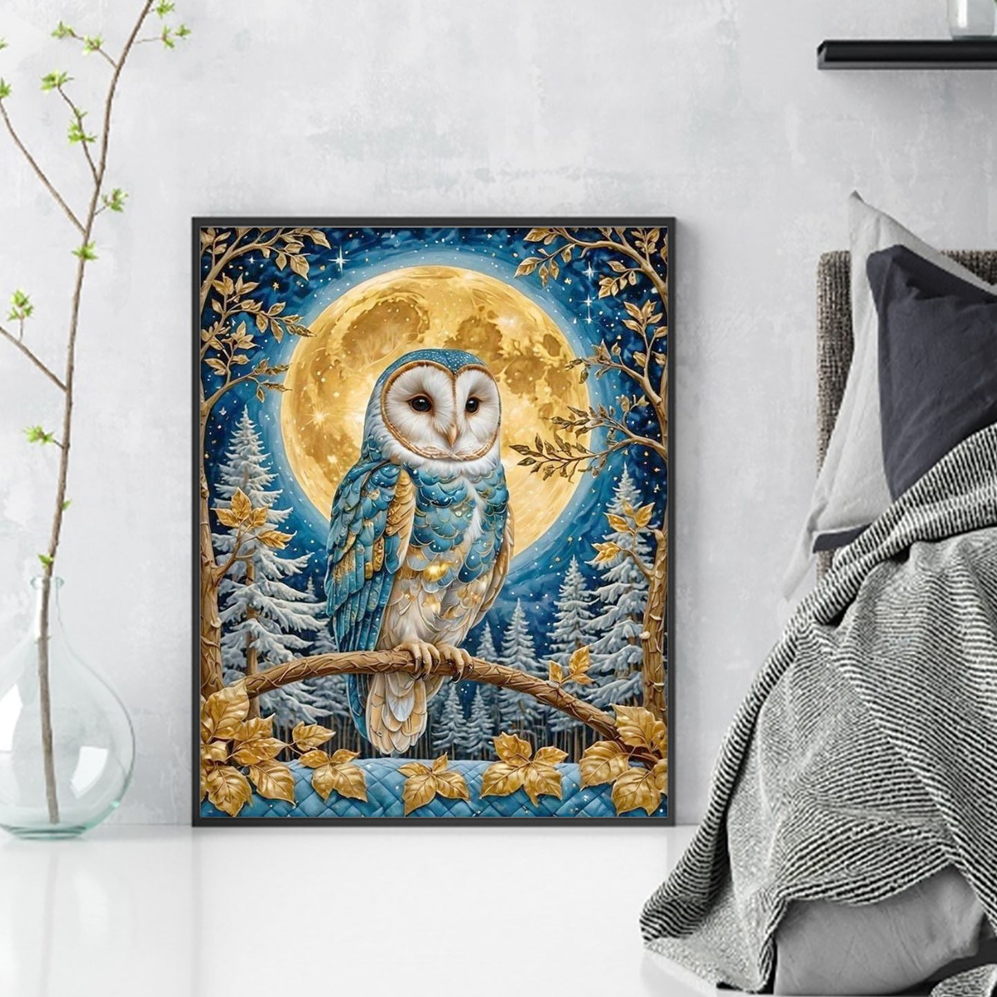 Owl - Full 11CT Stamped Cross Stitch 40x50CM - Yishu