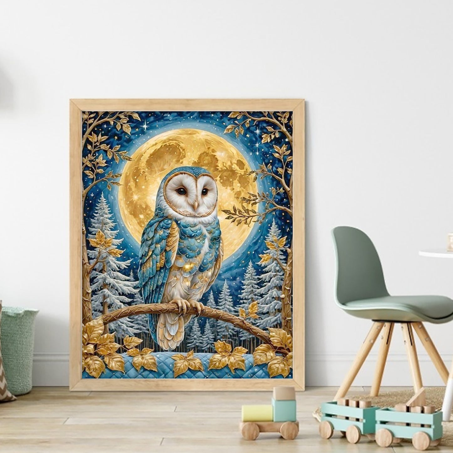 Owl - Full 11CT Stamped Cross Stitch 40x50CM - Yishu