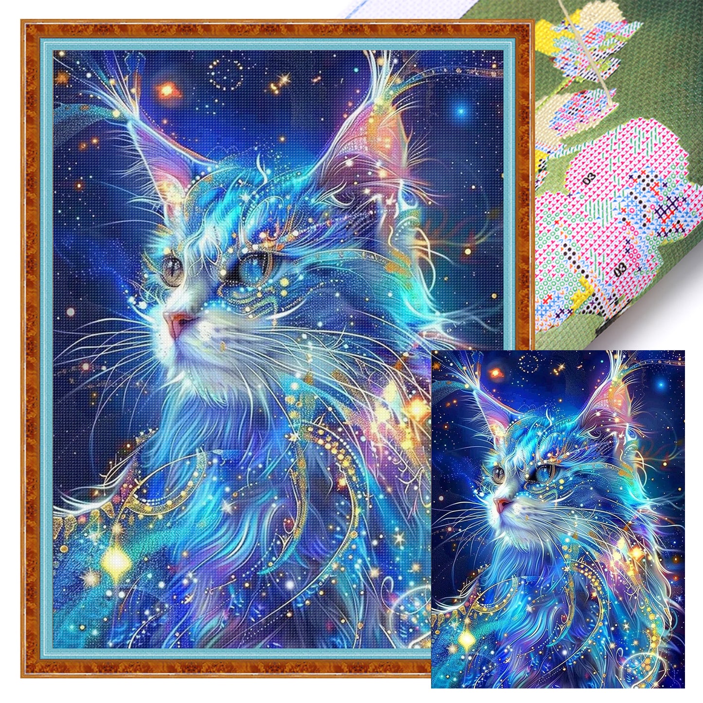 Cat - Full 11CT Stamped Cross Stitch 40x53CM - Yishu