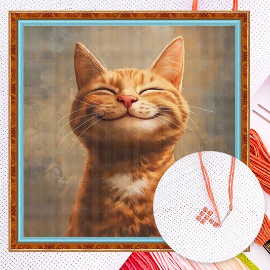 Cat - Full 18CT Counted Cross Stitch 20x20CM - Huacan