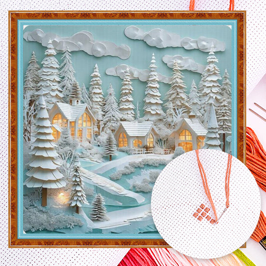 Snow Scenery - Full 14CT Counted Cross Stitch 45x45CM - Huacan