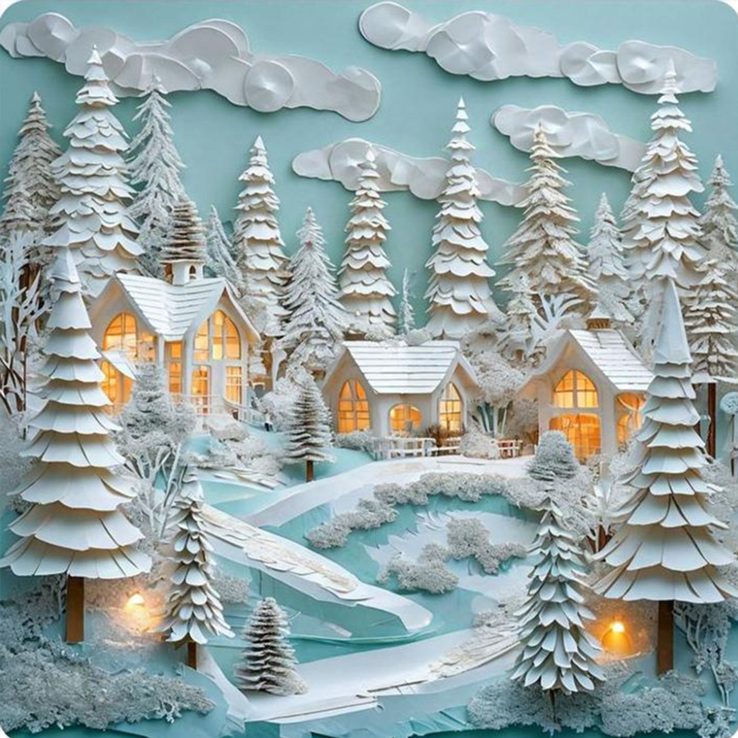 Snow Scenery - Full 14CT Counted Cross Stitch 45x45CM - Huacan