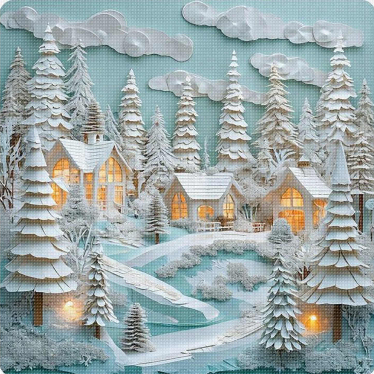 Snow Scenery - Full 14CT Counted Cross Stitch 45x45CM - Huacan