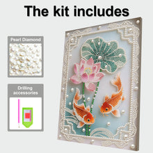 Load image into Gallery viewer, DIY Pearl Painting Kit 30x40CM Pond Fish Framed Handmade Pearl Material Art Set Room Wall Decoration
