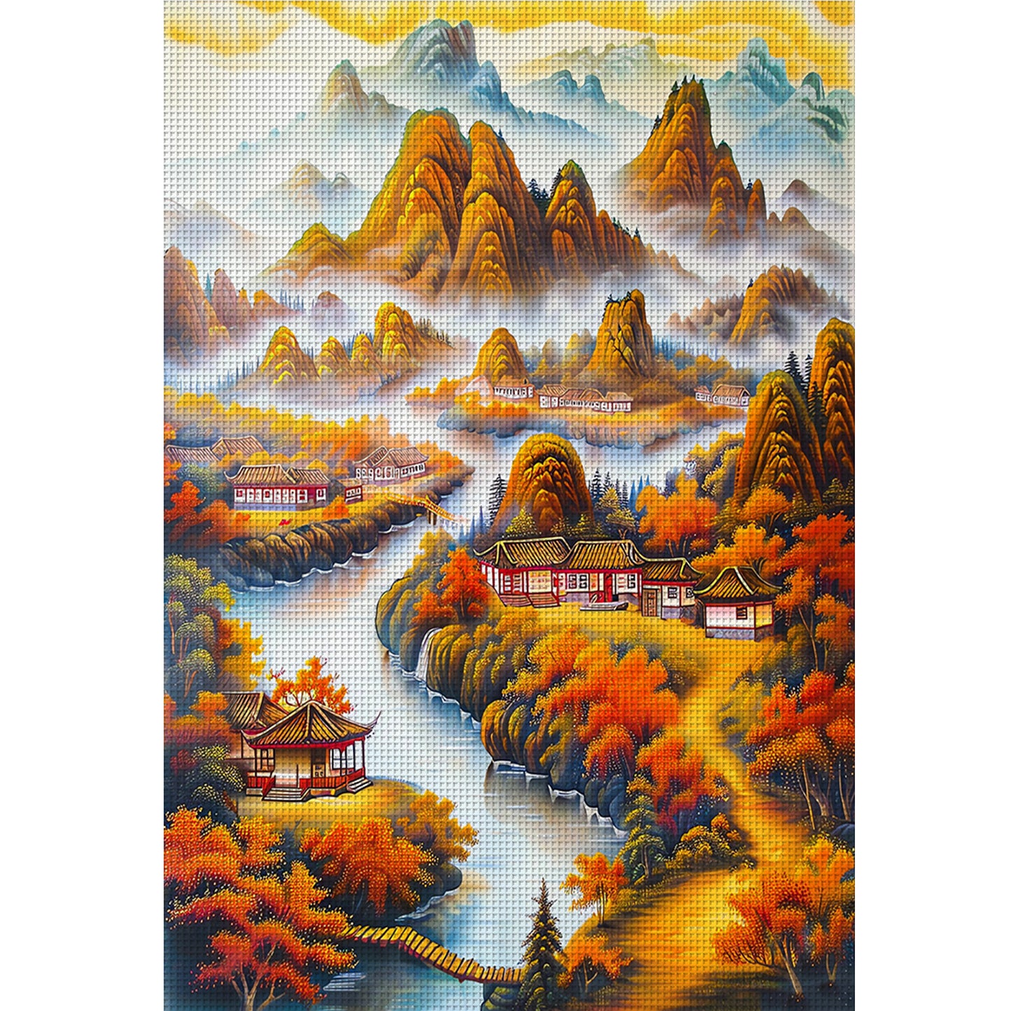 Scenic Cloudy Mountains - Full 11CT Stamped Cross Stitch 50x70CM - Mona Lisa