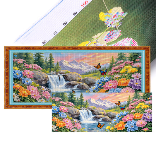 Gorgeous Peonies - Full 11CT Stamped Cross Stitch 150x65CM - Mona Lisa
