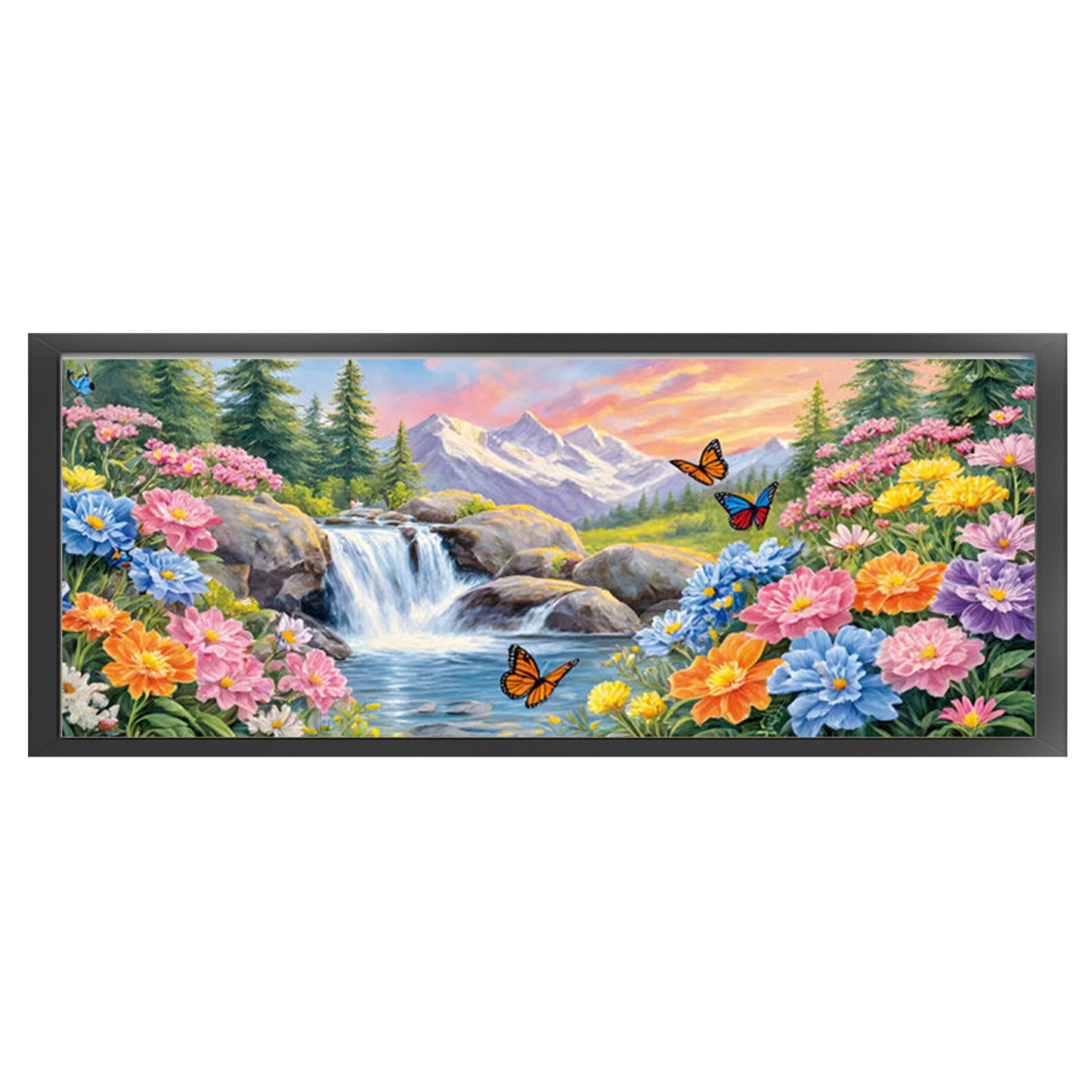 Gorgeous Peonies - Full 11CT Stamped Cross Stitch 150x65CM - Mona Lisa