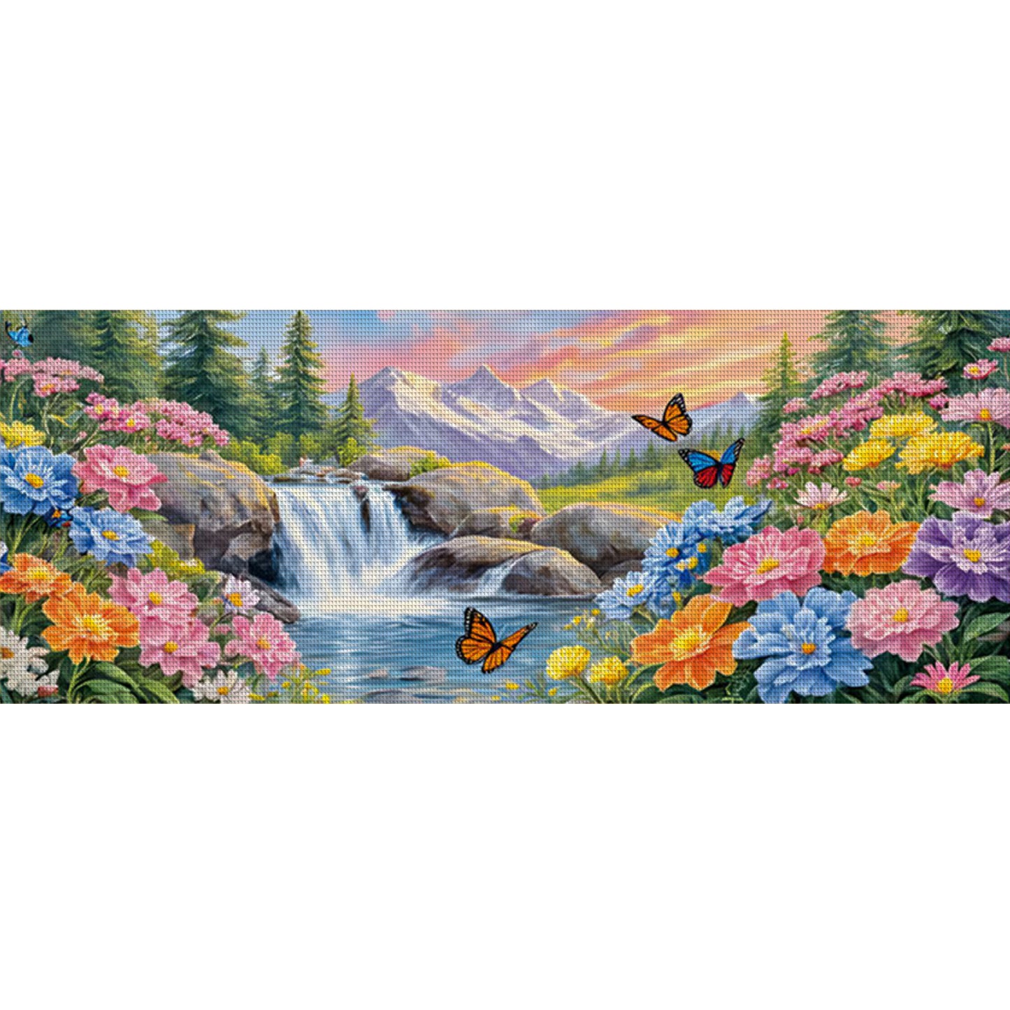 Gorgeous Peonies - Full 11CT Stamped Cross Stitch 150x65CM - Mona Lisa