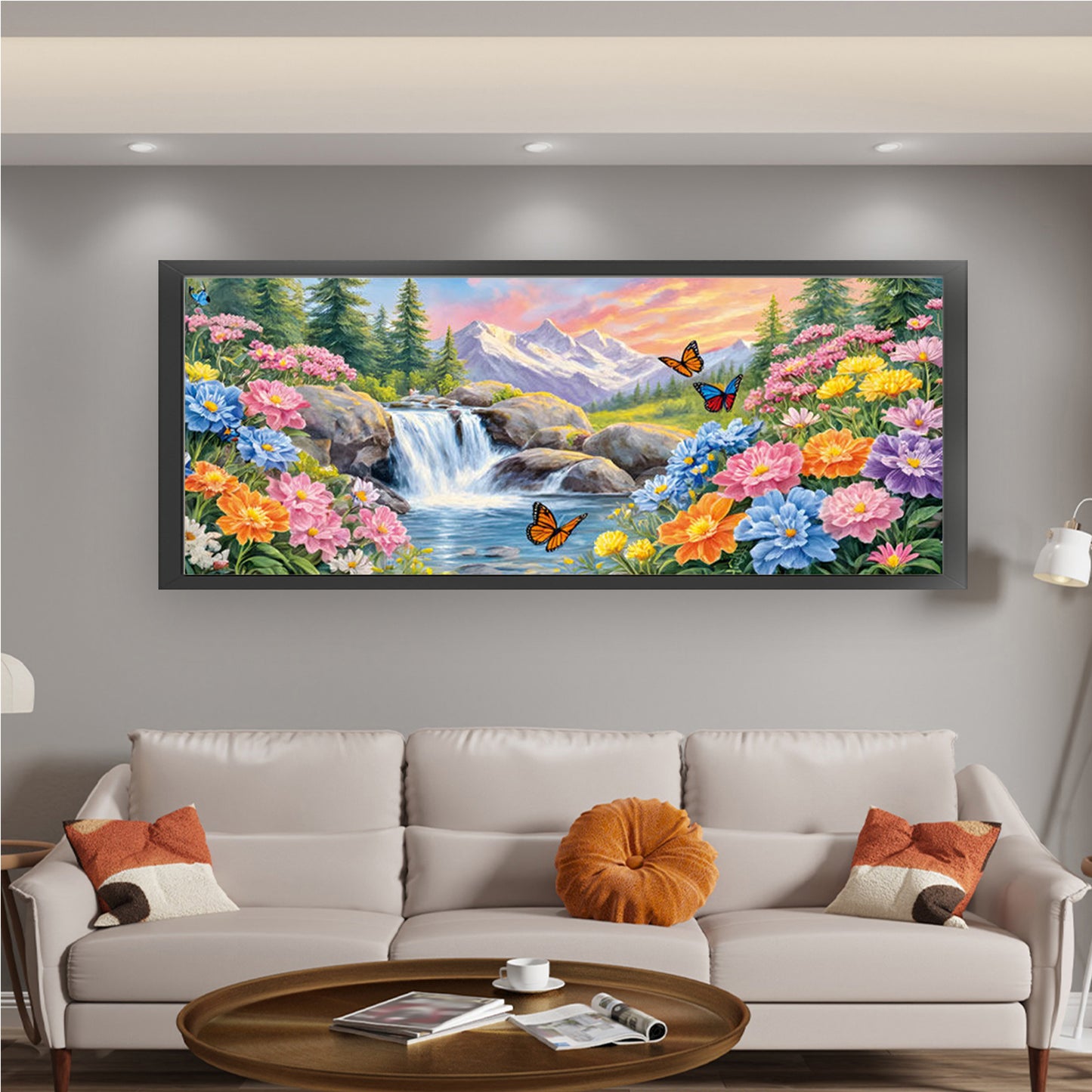 Gorgeous Peonies - Full 11CT Stamped Cross Stitch 150x65CM - Mona Lisa
