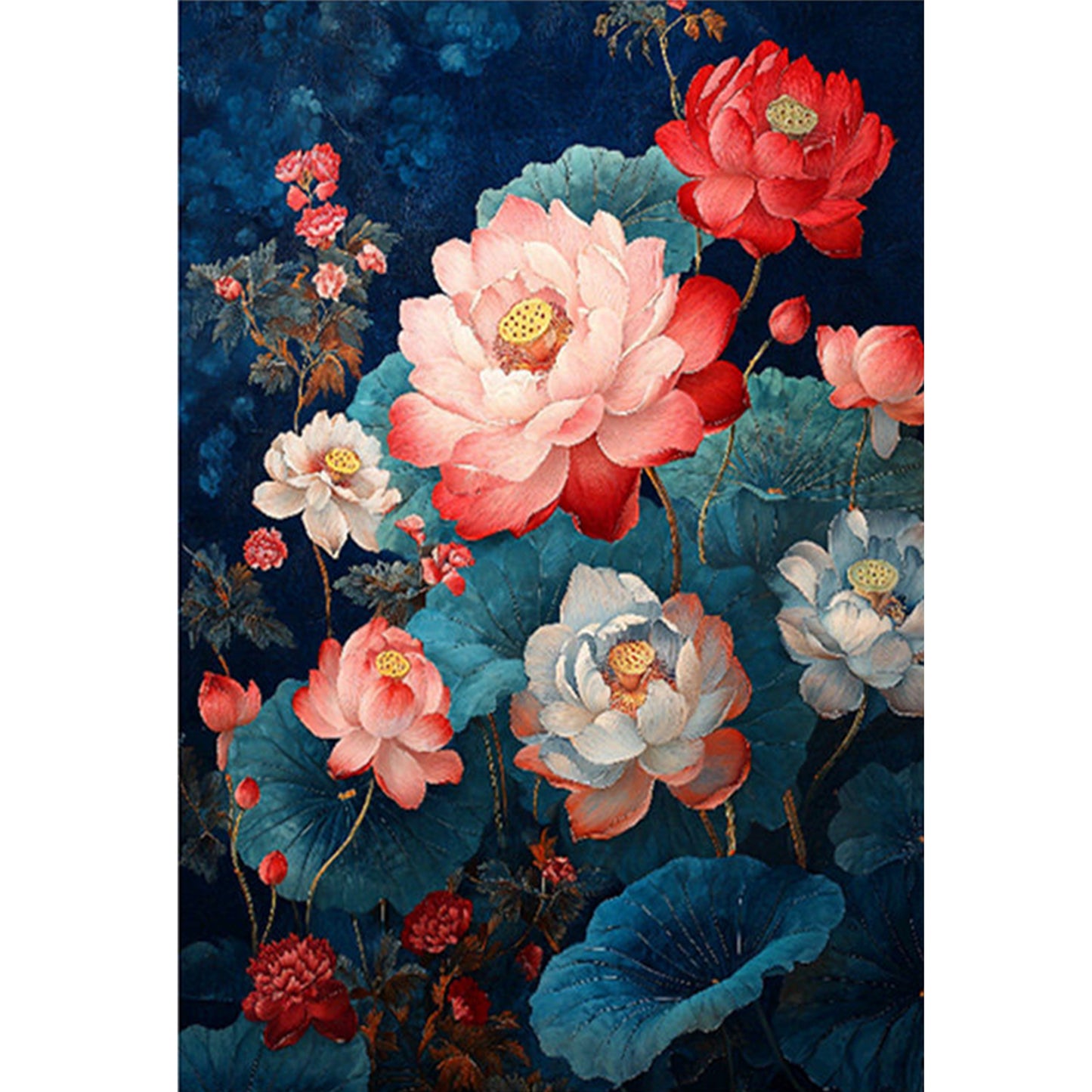 Ink Wash Lotus - Full 11CT Stamped Cross Stitch 50x70CM - Mona Lisa