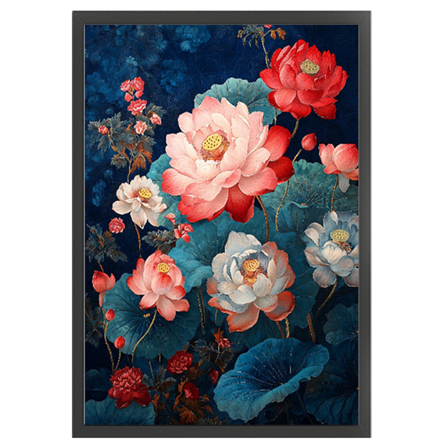 Ink Wash Lotus - Full 11CT Stamped Cross Stitch 50x70CM - Mona Lisa