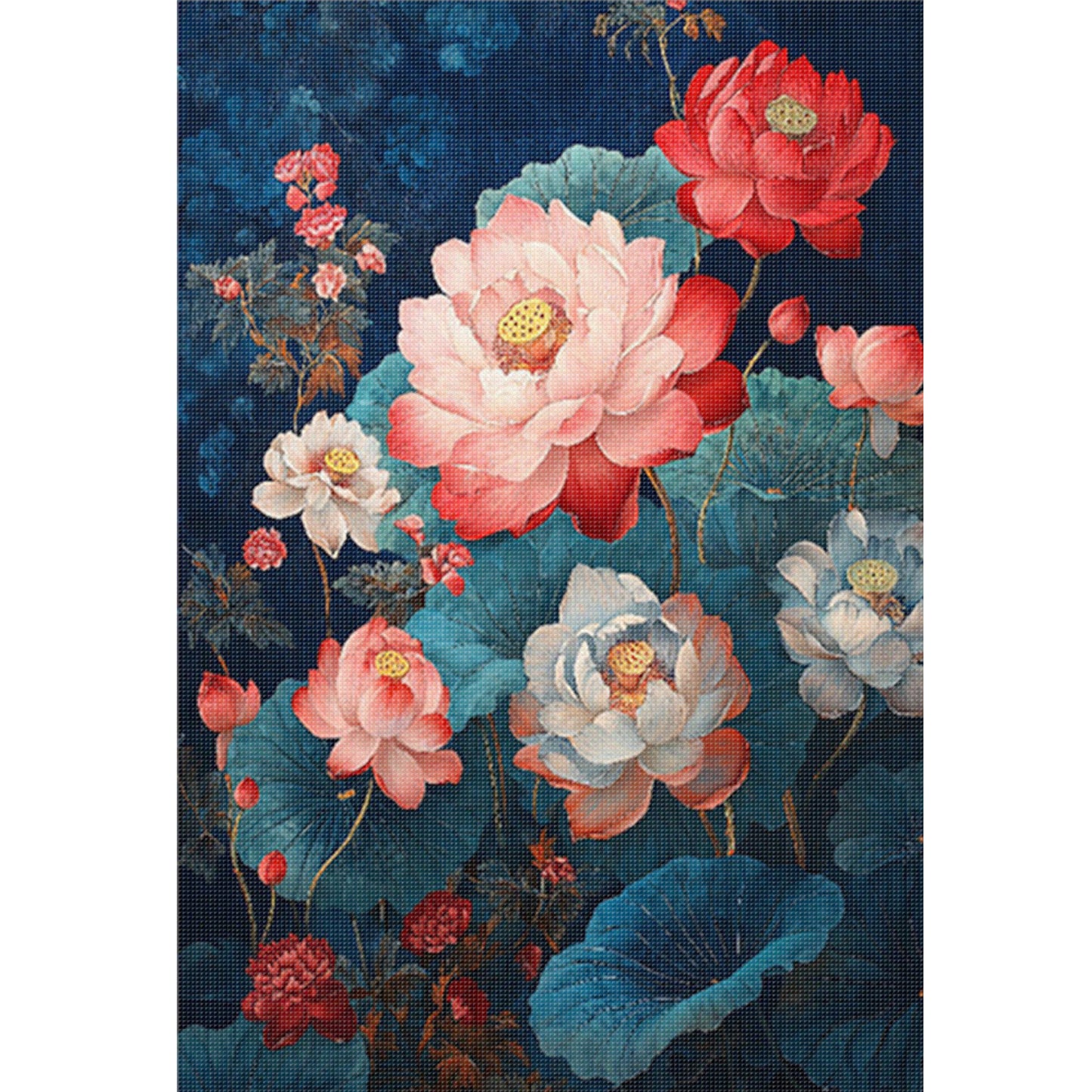 Ink Wash Lotus - Full 11CT Stamped Cross Stitch 50x70CM - Mona Lisa