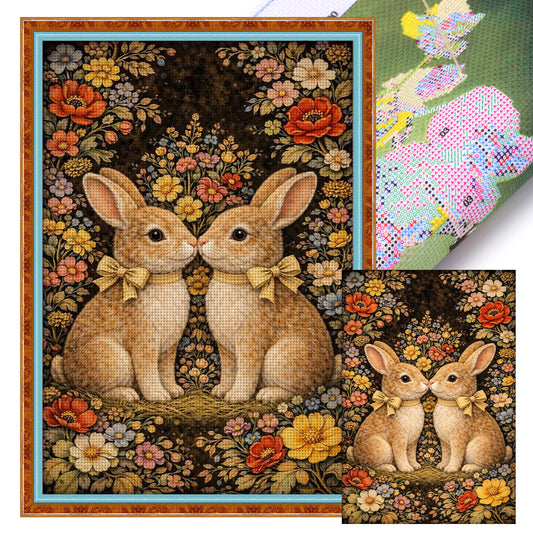 Rabbit - Full 11CT Stamped Cross Stitch 40x60CM - Huacan