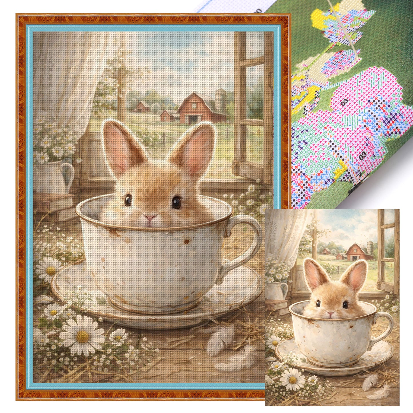 Rabbit - Full 11CT Stamped Cross Stitch 40x60CM - Huacan