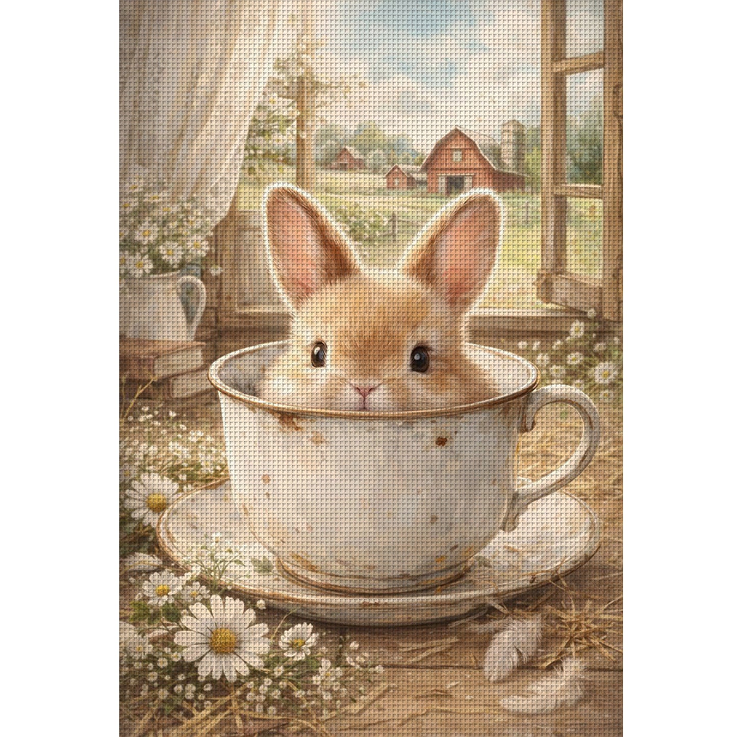 Rabbit - Full 11CT Stamped Cross Stitch 40x60CM - Huacan