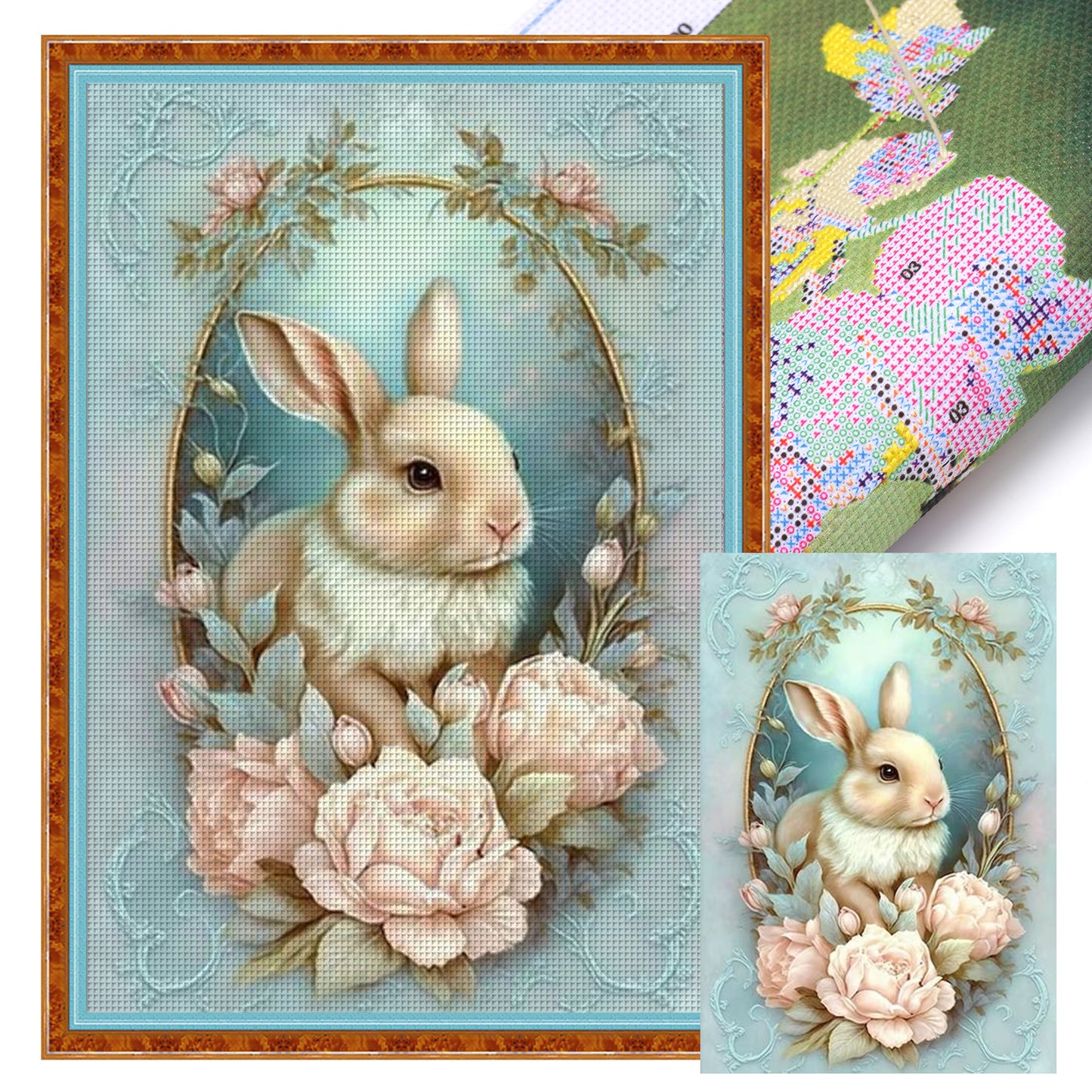 Rabbit - Full 11CT Stamped Cross Stitch 40x60CM - Huacan