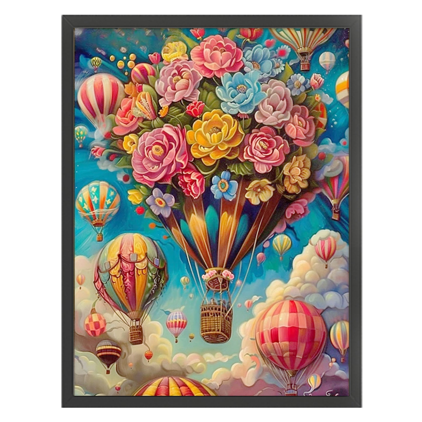 Flower Hot Air Balloon - Full 11CT Stamped Cross Stitch 45x60CM - Yishu