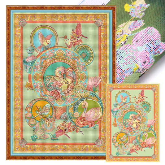 Flower And Bird Landscape - Full 11CT Stamped Cross Stitch 50x70CM - Yishu