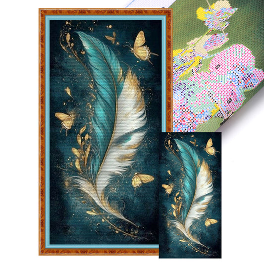 White Feather - Full 11CT Stamped Cross Stitch 40x80CM - Yishu
