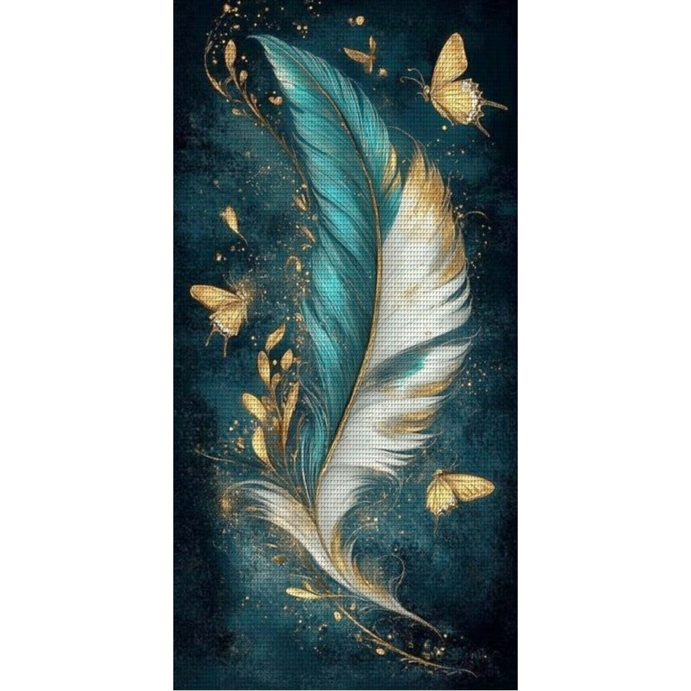 White Feather - Full 11CT Stamped Cross Stitch 40x80CM - Yishu