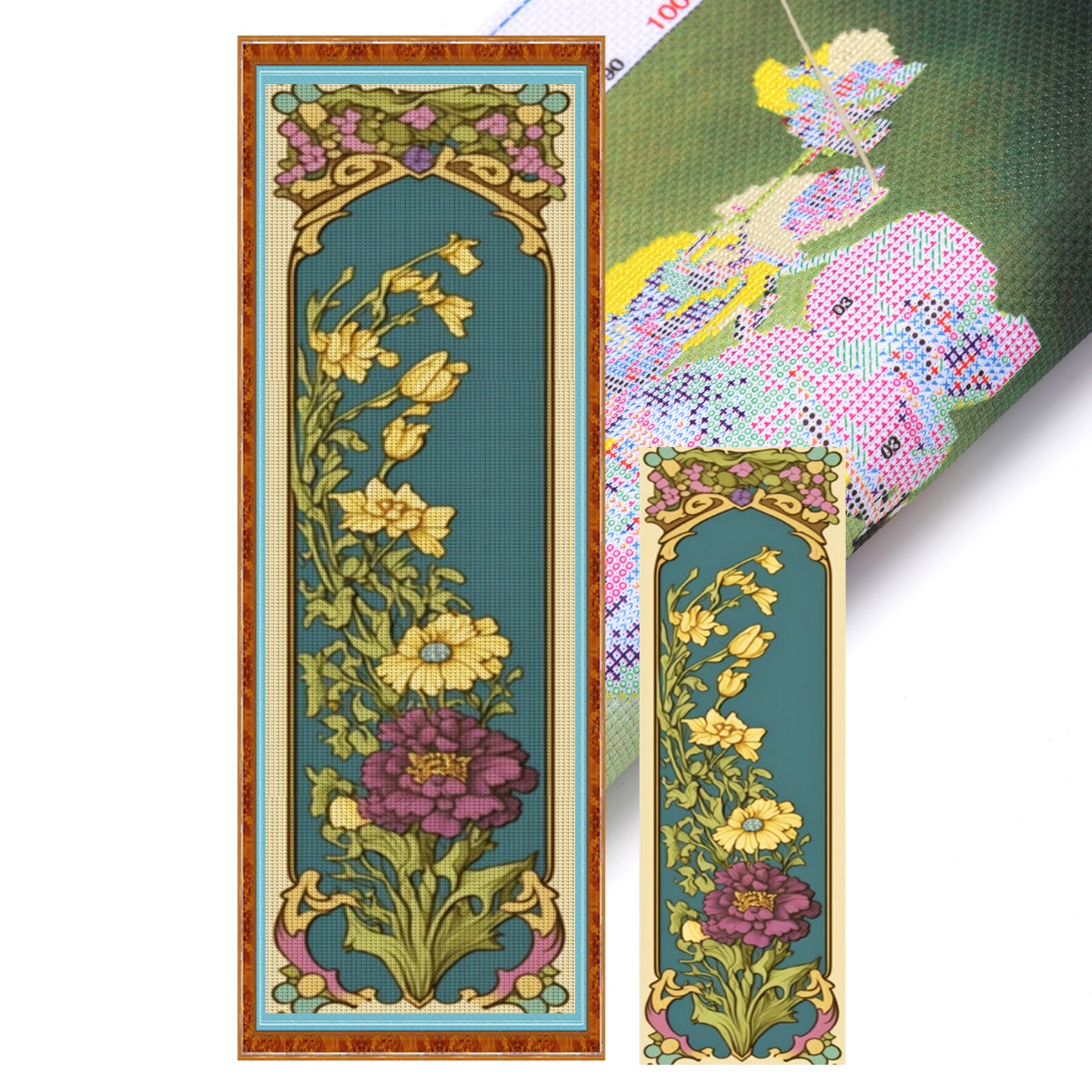 Flower - Full 11CT Stamped Cross Stitch 30x90CM - Yishu