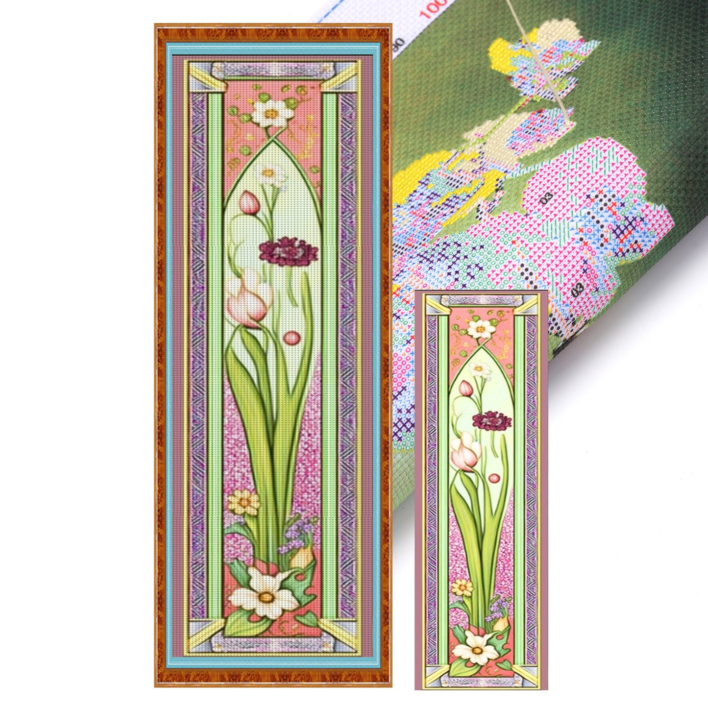 Flower - Full 11CT Stamped Cross Stitch 30x90CM - Yishu