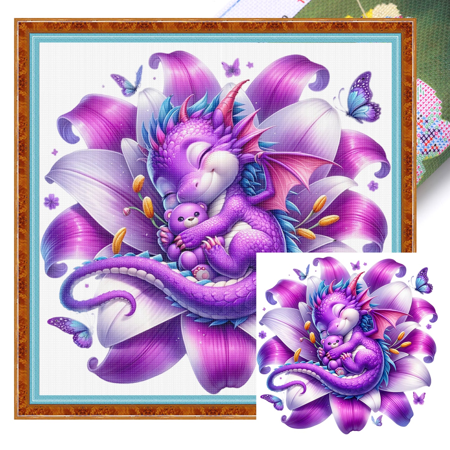 Sleeping Dragon - Full 11CT Stamped Cross Stitch 50x50CM - Yishu