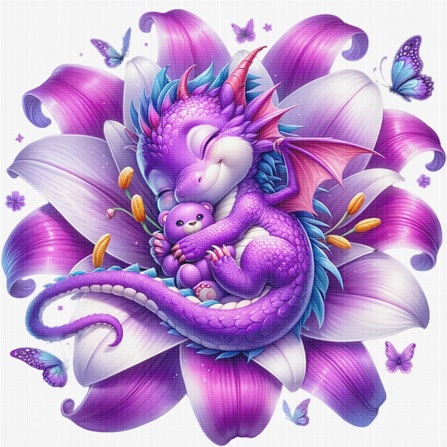 Sleeping Dragon - Full 11CT Stamped Cross Stitch 50x50CM - Yishu