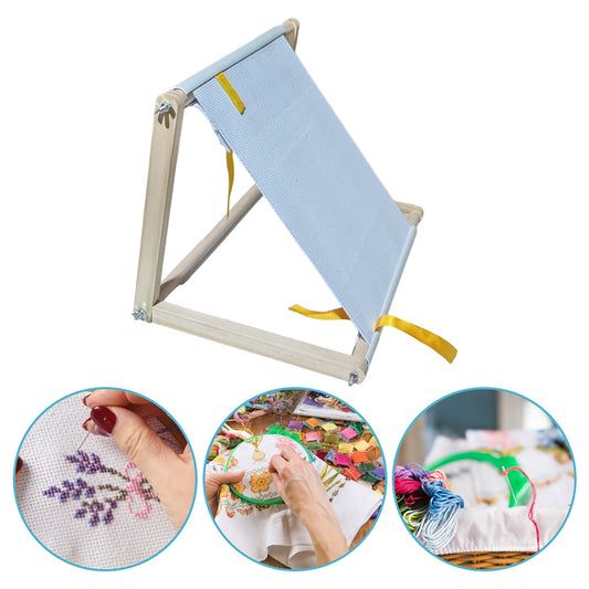 Embroidery Hoop Holder Wood for Lap Or Table Top Stitching Sewing Supplies Scroll Frame for Needlepoint Adjustable Sit-on Needlework Stand Hands-Free (Need Assembly) (S Metal Nut)