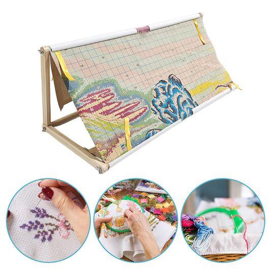 Embroidery Hoop Holder Wood for Lap Or Table Top Stitching Sewing Supplies Scroll Frame for Needlepoint Adjustable Sit-on Needlework Stand Hands-Free (Need Assembly) (L Metal Nut)