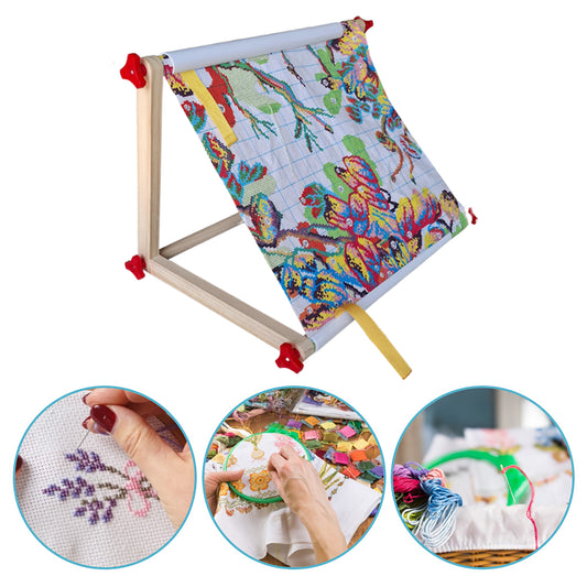 Embroidery Hoop Holder Wood for Lap Or Table Top Stitching Sewing Supplies Scroll Frame for Needlepoint Adjustable Sit-on Needlework Stand Hands-Free (Need Assembly) (S Plastic nut)