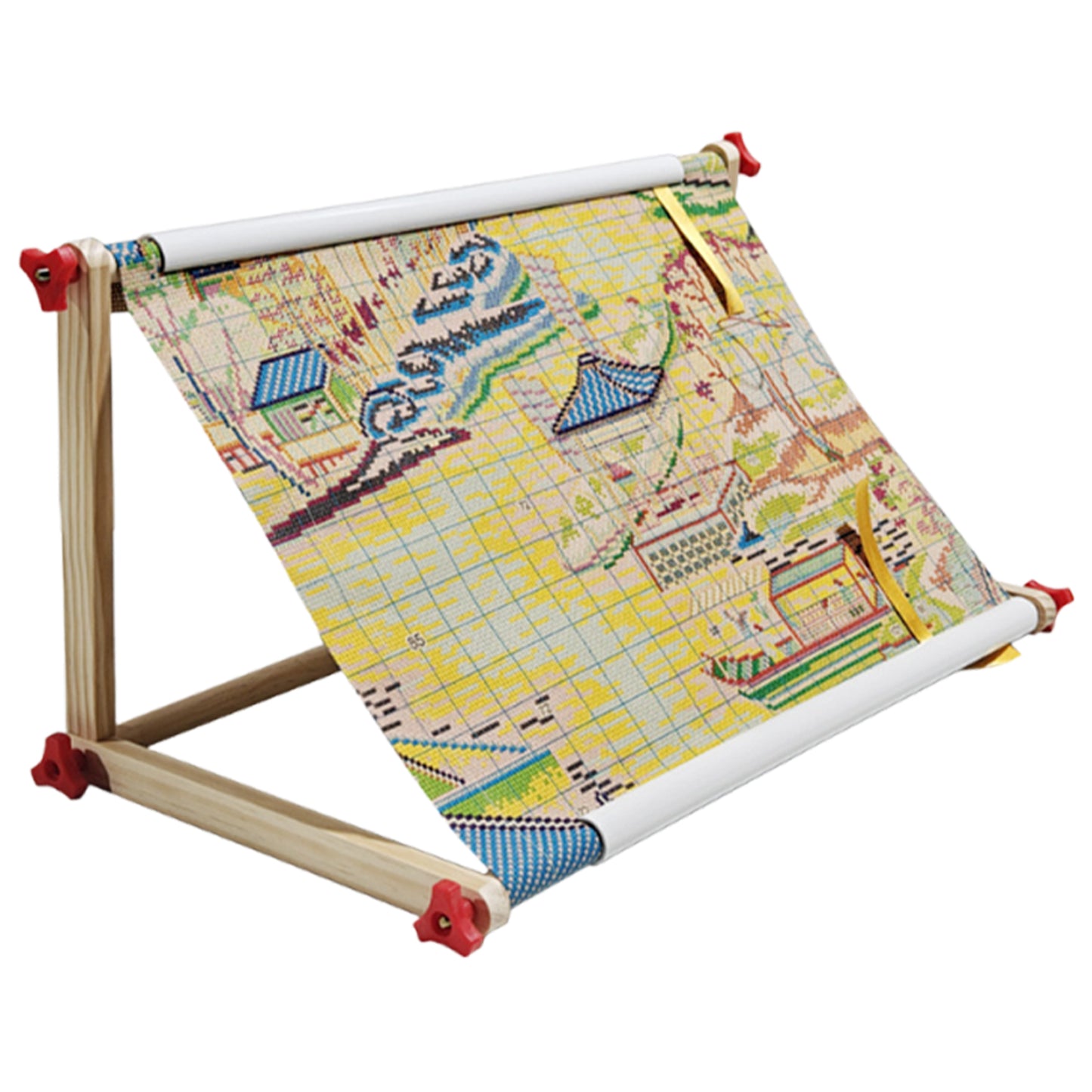 Embroidery Hoop Holder Wood for Lap Or Table Top Stitching Sewing Supplies Scroll Frame for Needlepoint Adjustable Sit-on Needlework Stand Hands-Free (Need Assembly) (M Plastic nut)