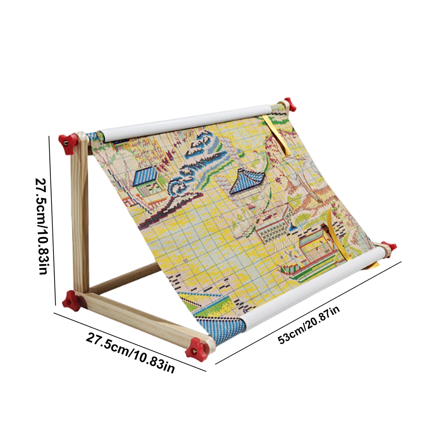 Embroidery Hoop Holder Wood for Lap Or Table Top Stitching Sewing Supplies Scroll Frame for Needlepoint Adjustable Sit-on Needlework Stand Hands-Free (Need Assembly) (M Plastic nut)
