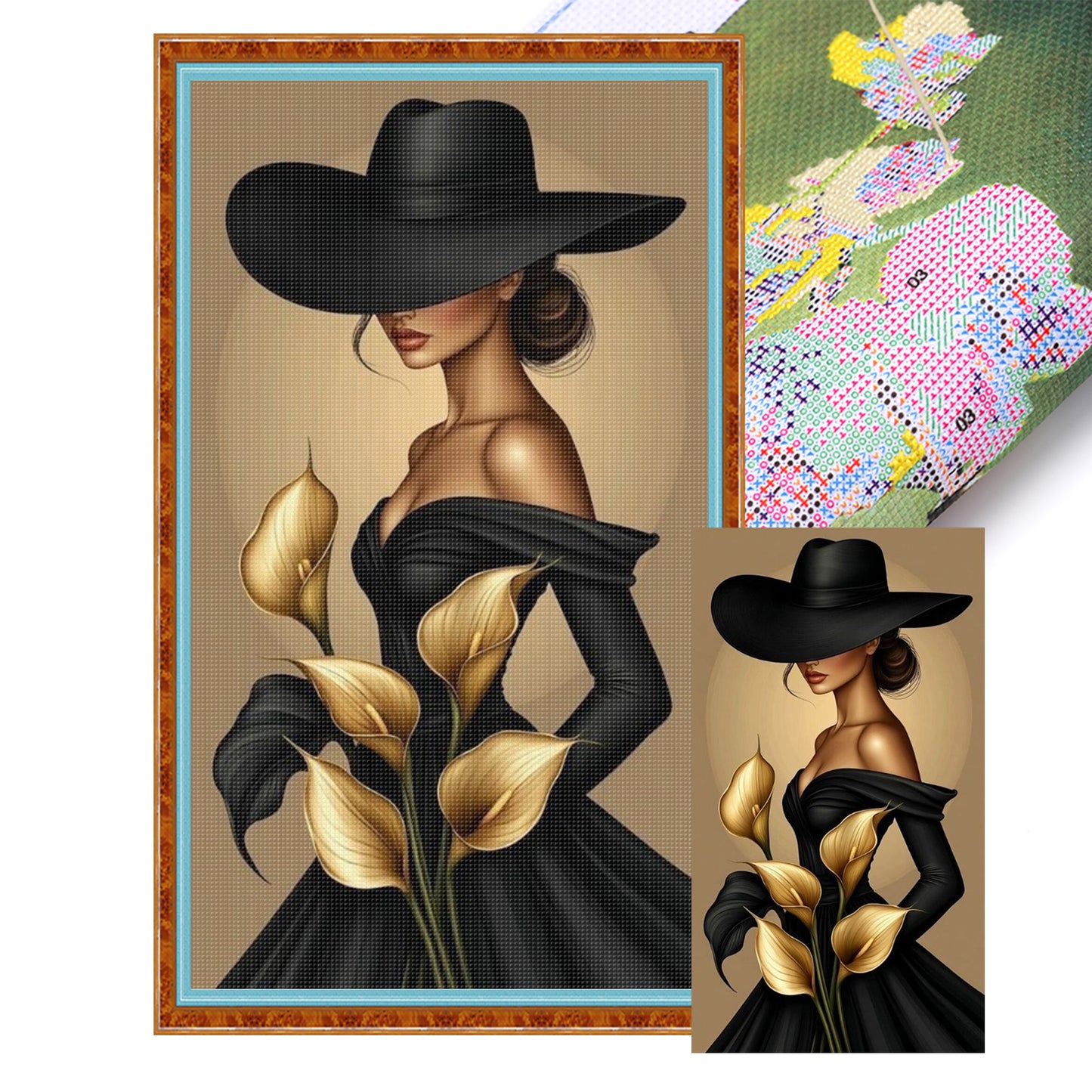 Elegant Lady - Full 11CT Stamped Cross Stitch 40x70CM - Huacan