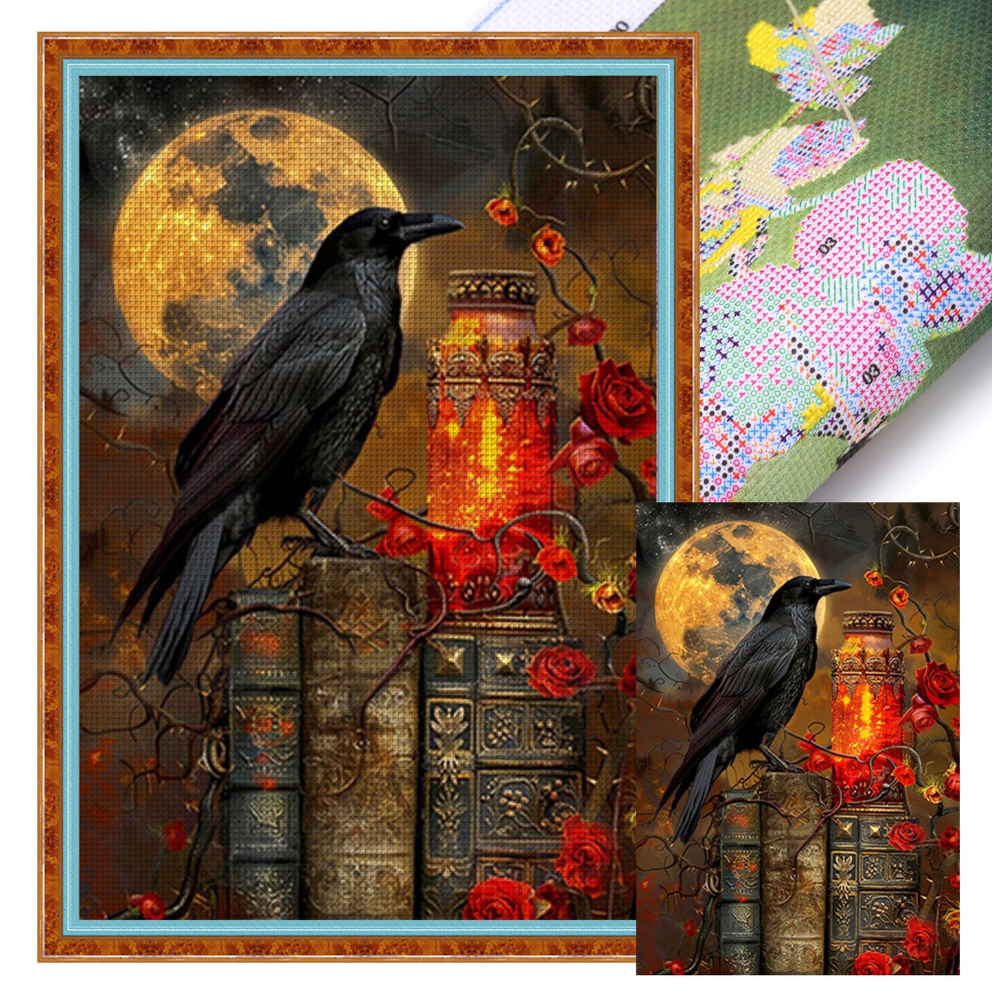 Crow - Full 11CT Stamped Cross Stitch 40x60CM - Huacan