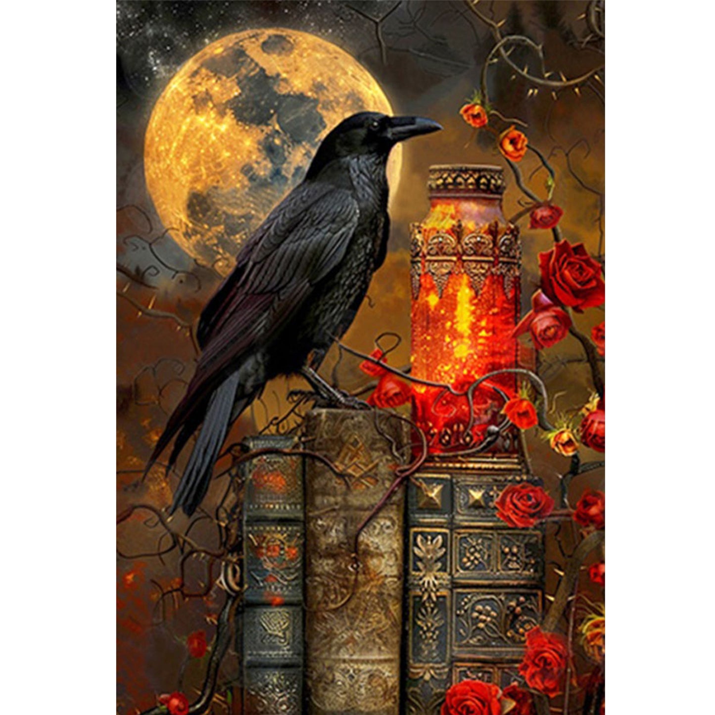 Crow - Full 11CT Stamped Cross Stitch 40x60CM - Huacan