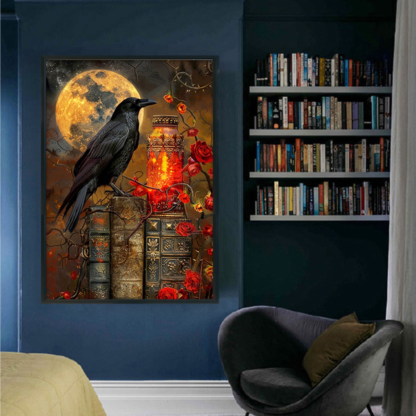 Crow - Full 11CT Stamped Cross Stitch 40x60CM - Huacan