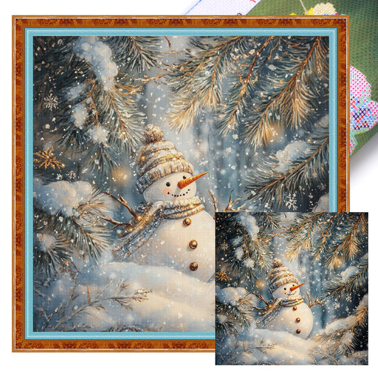 Snowman - Full 14CT Stamped Cross Stitch 40x40CM - Huacan